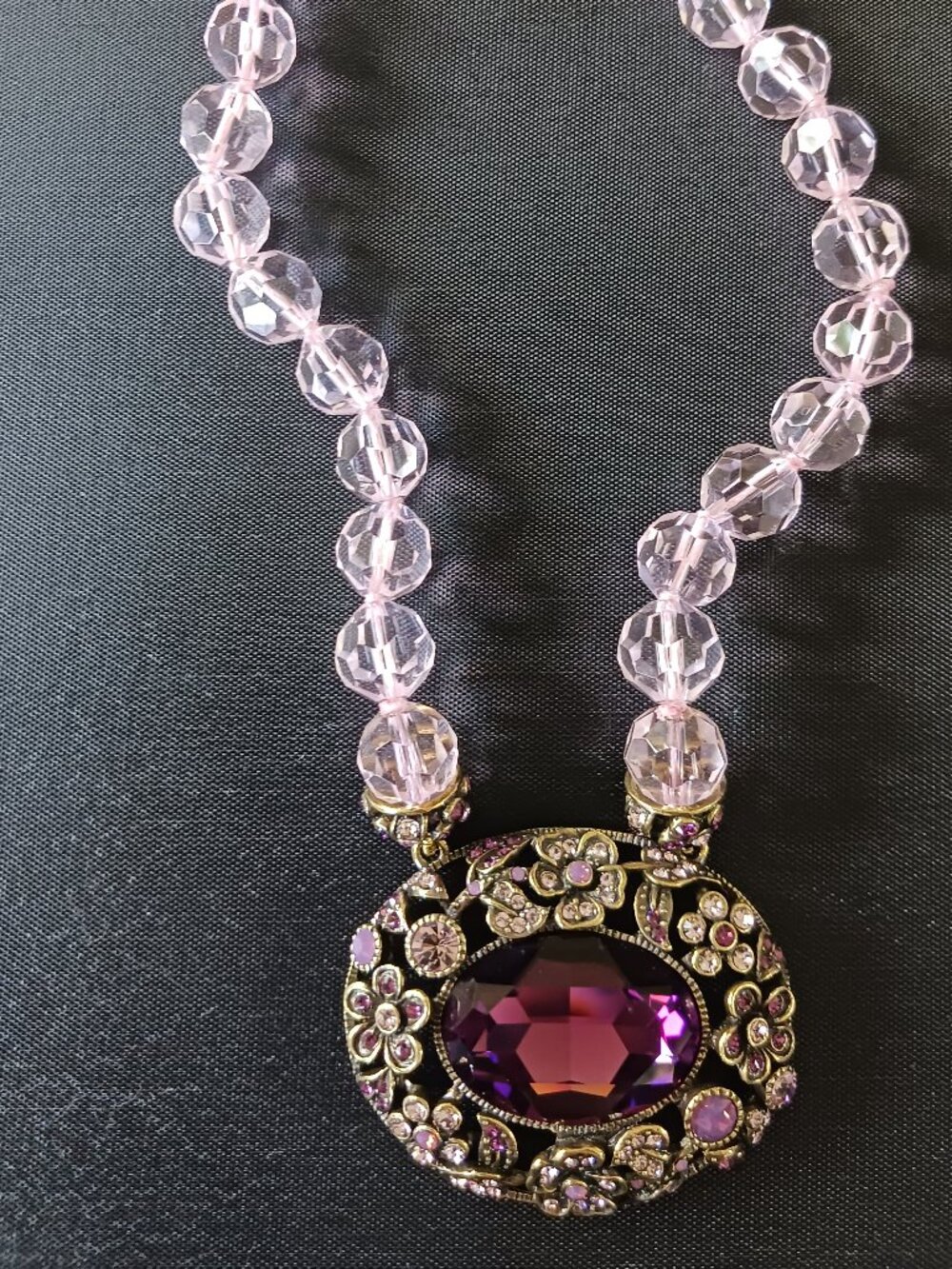 Heidi Daus, Pink Crystal with Red crystal Pendant, Necklace